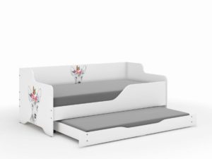 Παιδικός Καναπές Κρεβάτι Lilu 2 σε 1 160 x 80 cm με Συρτάρι & 2η θέση ύπνου 160 x 80 cm + Δώρο 2 Στρώματα - Butterfly Deer