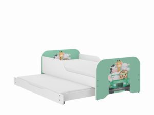 Παιδικό Κρεβάτι Miki 2 in 1 με Συρτάρι & 2η θέση ύπνου 160 x 80 cm + Δώρο 2 Στρώματα - Animal Trip