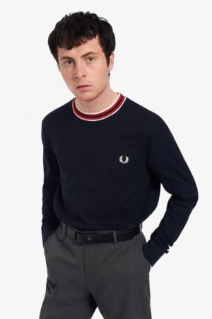 Fred Perry Μπλούζα Ανδρική - Refined Pique Long Sleeve T-Shirt - M2642-608 - Navy