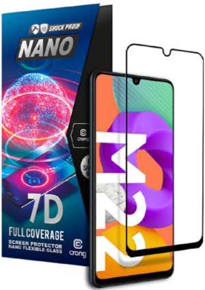 Crong Crong 7D Nano Flexible Glass - Fullface Αντιχαρακτικό Υβριδικό Γυαλί Οθόνης Samsung Galaxy Μ22 - Black - 0.3mm (CRG-7DNANO-SGM22)
