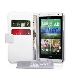 YouSave Accessories Θήκη- Πορτοφόλι για HTC Desire 816 λευκή by YouSave και screen protector