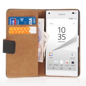 YouSave Accessories Δερμάτινη θήκη- πορτοφόλι για Sony Xperia Z5 Compact μαύρη by YouSave και screen protector (200-100-643)