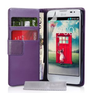 YouSave Accessories Θήκη- Πορτοφόλι για LG L70 by YouSave Accessories μωβ και δώρο screen protector