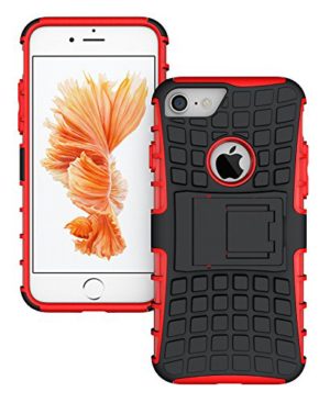 YouSave Accessories Ανθεκτική Θήκη iPhone 7 μαύρο-κόκκινο by Yousave και δώρο μεμβράνη προστασίας (200-101-515)