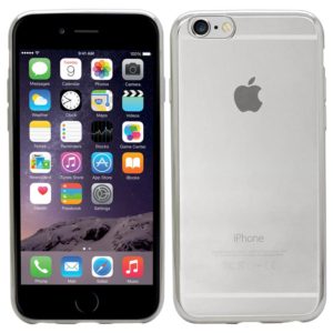 OEM Θήκη σιλικόνης για iPhone 6 Plus /6S Plus διάφανη με μεταλλικό φινίρισμα ασημί - ΟΕΜ (210-100-206)