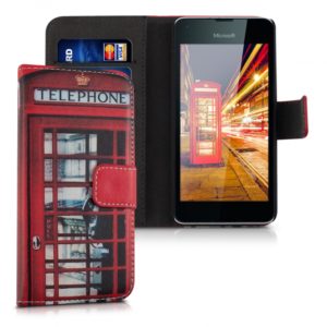 KW Θήκη Πορτοφόλι κόκκινο Phone Bouth για Microsoft Lumia 550 - by KW (200-101-204)