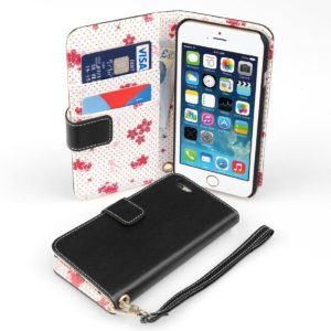 YouSave Accessories Θήκη- Πορτοφόλι για iPhone 6 Plus/ 6S Plus μαύρη-floral by YouSave και screen protector