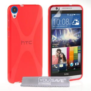 YouSave Accessories Θήκη σιλικόνης για HTC Desire 820 κόκκινη by YouSave και screen protector