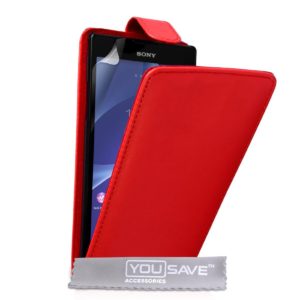 YouSave Accessories Θήκη για Sony Xperia T2 Ultra κόκκινη by YouSave και screen protector
