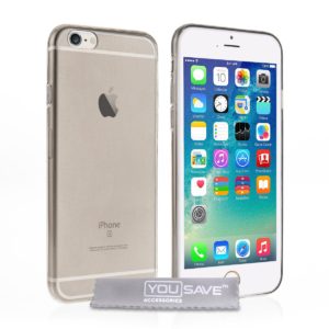 YouSave Accessories Θήκη σιλικόνης για iPhone 6/6S ημιδιάφανη μαύρη by YouSave και δώρο screen protector (200-100-842)
