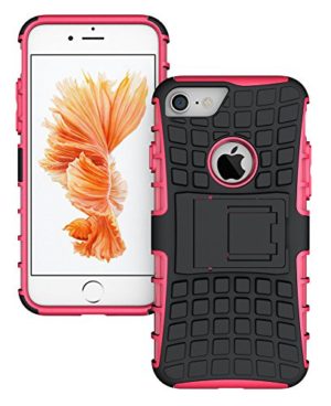 YouSave Accessories Ανθεκτική Θήκη iPhone 7 μαύρο- ροζ by Yousave και δώρο μεμβράνη προστασίας (200-101-512)