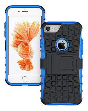 YouSave Accessories Ανθεκτική Θήκη iPhone 7 μαύρο-μπλε by Yousave και δώρο μεμβράνη προστασίας (200-101-516)