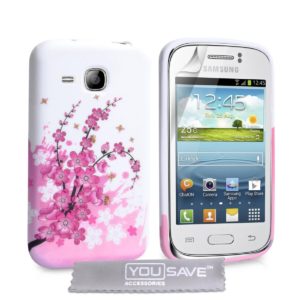 YouSave Accessories Θήκη σιλικόνης για Samsung Galaxy Young floral by YouSave και screen protector