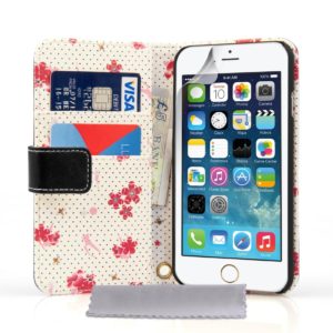 YouSave Accessories Θήκη- Πορτοφόλι για iPhone 6 / 6S μαύρη-floral by YouSave και screen protector