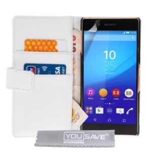 YouSave Accessories Θήκη- Πορτοφόλι για Sony Xperia Z3+ (Plus) by YouSave λευκή και δώρο screen protector (200-101-161)