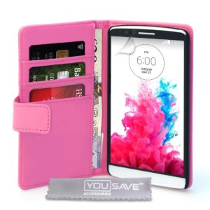YouSave Accessories Θήκη- Πορτοφόλι για LG G3 by YouSave ροζ και δώρο screen protector