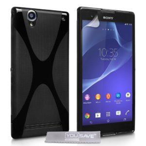YouSave Accessories Θήκη σιλικόνης για Sony Xperia T2 Ultra μαύρη by YouSave και screen protector