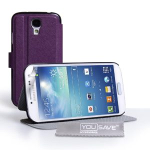 YouSave Accessories Θήκη-πορτοφόλι Samsung Galaxy S4 by Yousave και screen protector μωβ (200-100-876)