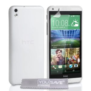 YouSave Accessories Θήκη σιλικόνης για HTC Desire 816 ημιδιάφανη by YouSave και screen protector