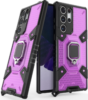 Vivid Vivid Honeycomb Armor - Ανθεκτική Θήκη Samsung Galaxy S22 Ultra 5G με Μεταλλικό Ring Holder - Rose Violet (UNARMORGALAXYS22ULTRAROSE)