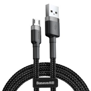 Baseus Baseus Cafule Durable Nylon Braided Καλώδιο USB / micro USB QC3.0 2.4A 1M – Black/Grey (CAMKLF-BG1) - (200-105-586)