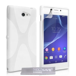 YouSave Accessories Θήκη σιλικόνης για Sony Xperia M2 λευκή by YouSave και screen protector