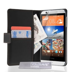 YouSave Accessories Θήκη- Πορτοφόλι για HTC Desire 510 μαύρη by YouSave και screen protector