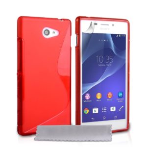 YouSave Accessories Θήκη σιλικόνης για Sony Xperia M2 κόκκινη by YouSave και screen protector