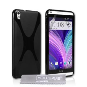 YouSave Accessories Θήκη σιλικόνης για HTC Desire 816 μαύρη by YouSave και screen protector
