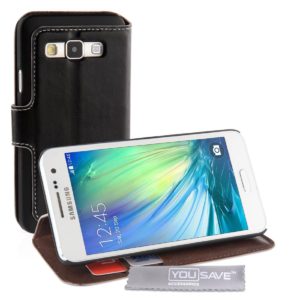YouSave Accessories Θήκη- Πορτοφόλι για Samsung Galaxy A3 by YouSave Accessories μαύρη και δώρο screen protector
