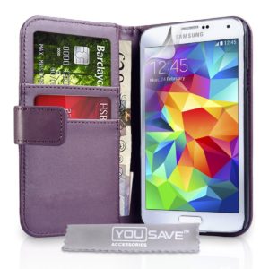 YouSave Accessories Θήκη- πορτοφόλι για Samsung Galaxy S5 by YouSave μωβ και δώρο screen protector