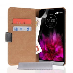 YouSave Accessories Δερμάτινη θήκη- πορτοφόλι για LG G4 μαύρη by YouSave και screen protector