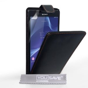 YouSave Accessories Θήκη για Sony Xperia T2 Ultra μαύρη by YouSave και screen protector