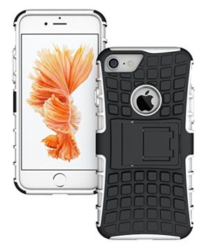 YouSave Accessories Ανθεκτική Θήκη iPhone 7 μαύρο-λευκό by Yousave και δώρο μεμβράνη προστασίας (200-101-513)