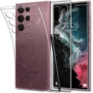 Spigen Spigen Θήκη Σιλικόνης Liquid Crystal Glitter - Samsung Galaxy S22 Ultra 5G - Crystal Quartz (ACS03913)