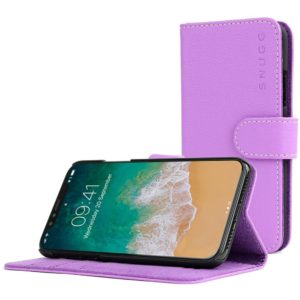 Snugg iPhone X Leather Flip Case Purple [CSAP1117-PURPLE]