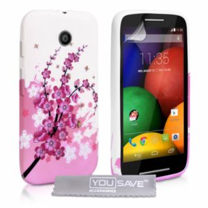 YouSave Accessories Θήκη σιλικόνης για Motorola Moto E floral by YouSave και screen protector ( 200-101-020)