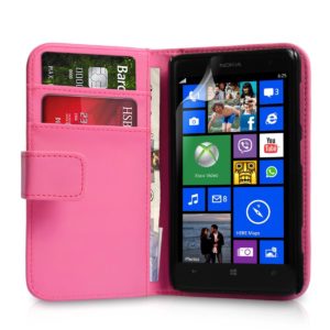 YouSave Accessories Θήκη- Πορτοφόλι για Nokia Lumia 625 by YouSave ροζ και δώρο screen protector