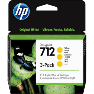 HP 712 Yellow Ink Cartridge | 3 Pack - 3ED79A