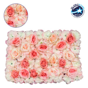 GloboStar® 78301 Συνθετικό Πάνελ Λουλουδιών - Κάθετος Κήπος Τριαντάφυλλο - Αζαλέα Μ60 x Υ40 x Π7cm