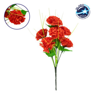 GloboStar® 09073 Τεχνητό Φυτό Διακοσμητικό Μπουκέτο Κόκκινο M20cm x Υ35cm Π20cm με 7 X Γαρύφαλλα