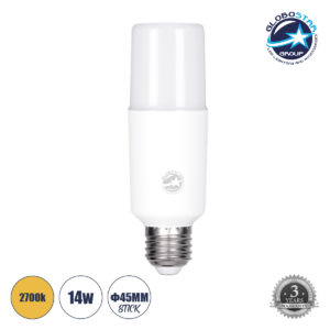 GloboStar® 60059 Λάμπα LED E27 Stick 14W 1540lm 260° AC 220-240V IP54 Φ4.5 x Υ13.7cm Θερμό Λευκό 2700K - 3 Years Warranty