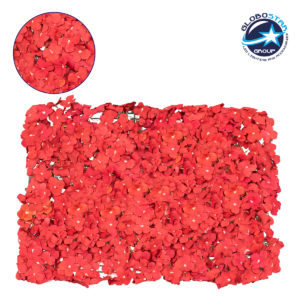 GloboStar® 78316 Συνθετικό Πάνελ Λουλουδιών - Κάθετος Κήπος Ορτανσία Κόκκινο Μ60 x Υ40 x Π5cm