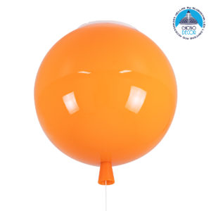 GloboStar® BALLOON 00650 Μοντέρνο Παιδικό Φωτιστικό Οροφής Μονόφωτο Πορτοκαλί Πλαστικό Μπάλα Φ30 x Υ33cm
