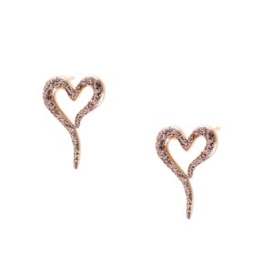 LOISIR - Σκουλαρίκια Starstruck μεταλλικά ροζ χρυσά με καρδιά 03L15-01129