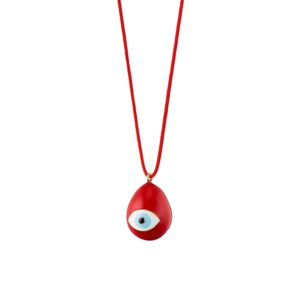 LOISIR - Κολιέ Dreams μεταλλικό με κόκκινο σμάλτο, κόκκινο κορδόνι και μάτι 01L15-01209 Κόκκινο