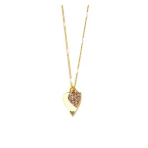 LOISIR - Κολιέ Amulet μεταλλικό επίχρυσο με καρδιές και πολύχρωμα ζιργκόν 01L15-01722
