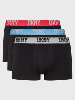 DKNY DKNY ανδρικά βαμβακερά μποξεράκια μαύρα με διαφορετικό χρώμα στο λάστιχο U5_6699_DKY-BLUE-GREY-RED - ΠΟΛΥΧΡΩΜΟ