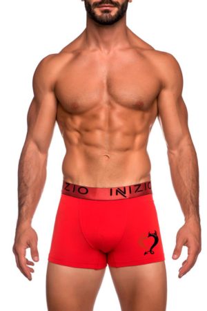 ΙΝΙΖΙΟ Inizio ανδρικό βαμβακερό boxer με μεταλιζέ λάστιχο κόκκινο χρώμα,στενή γραμμή,95%cotton 5%elastane IN4501-09 - ΚΟΚΚΙΝΟ
