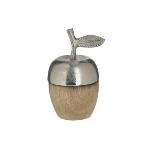 Inart Διακοσμητικό Μήλο από Αλουμίνιο Ασημί-Μπεζ 8x7x12cm
